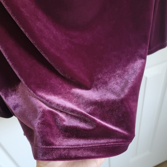 Land's End purple velvet long sleeve drape neck top women's small size 6 - 8 - Picture 9 of 16